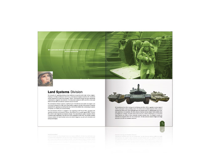 עיצוב כפולת פנים טנקים לחוברת שיווק התעשייה הצבאית