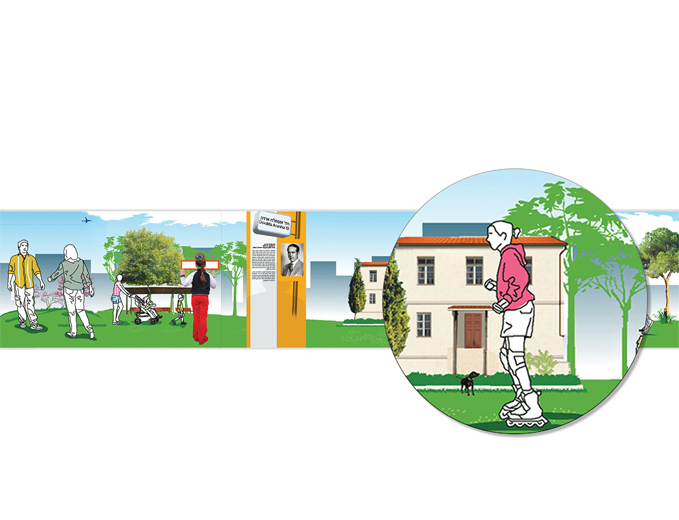 איור מקורי - גדר דקורטיבית מתחם שרונה תל אביב