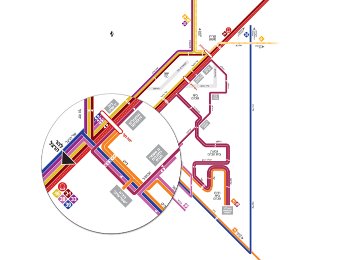 עיצוב מפת קווי אוטובוס בשכונת בית הכרם בירושלים